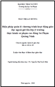 bien phap quan ly chuong trinh hoat dong giao duc ngoai gio len lop o truong thuc hanh su pham cao dang su pham quang ninh