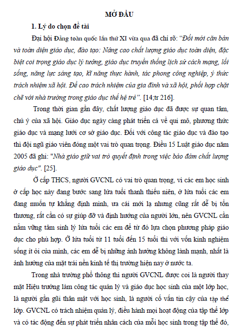bien phap quan ly cong tac chu nhiem lop cua hieu truong o cac truong thcs huyen yen phong tinh bac ninh