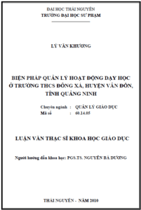 bien phap quan ly hoat dong day hoc o truong thcs dong xa huyen van don tinh quang ninh