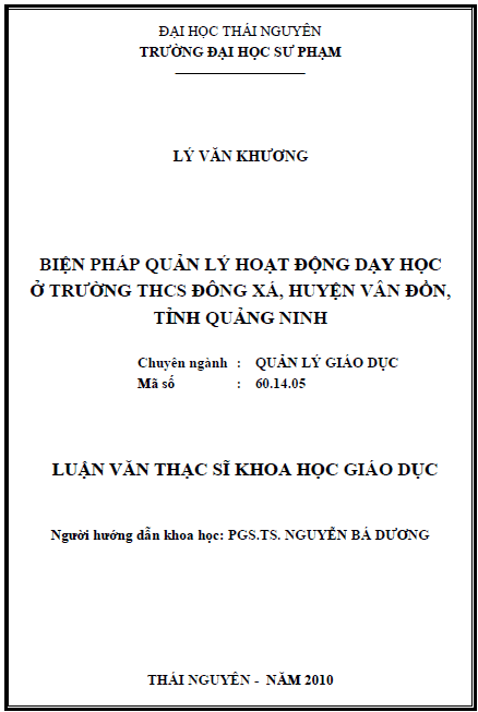 bien phap quan ly hoat dong day hoc o truong thcs dong xa huyen van don tinh quang ninh