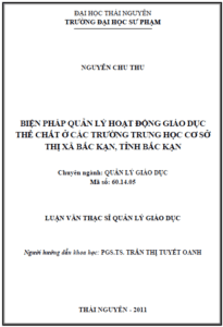 bien phap quan ly hoat dong giao duc the chat o cac truong thcs thi xa bac kan tinh bac kan