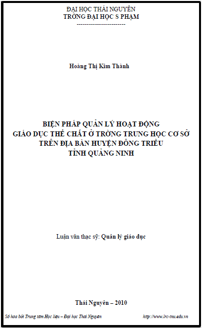 bien phap quan ly hoat dong giao duc the chat trong truong trung hoc co so tren dia ban huyen dong trieu tinh quang ninh