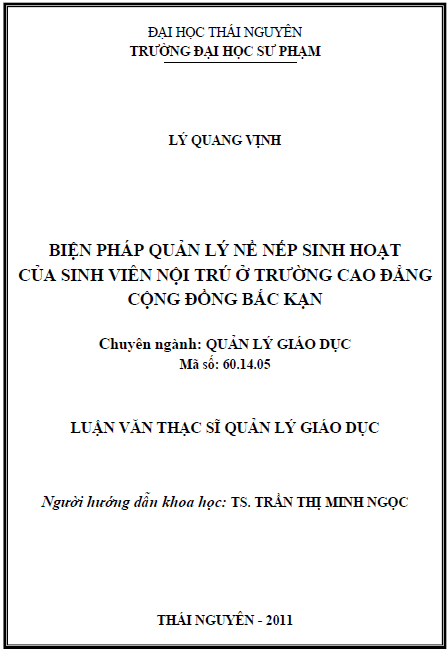 bien phap quan ly ne nep sinh hoat cua sinh vien noi tru o truong cao dang cong dong bac kan