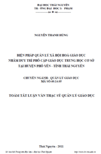 bien phap quan ly xa hoi hoa giao duc nham duy tri pho cap giao duc thcs tai huyen pho yen tinh thai nguyen