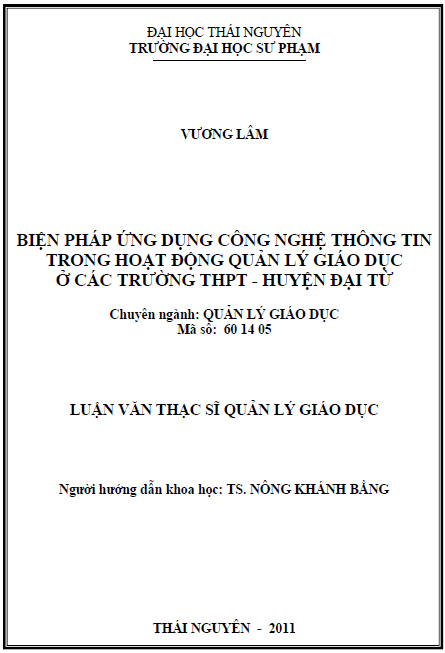 bien phap ung dung cong nghe thong tin trong hoat dong quan ly giao duc o cac truong thpt huyen dai tu tinh thai nguyen