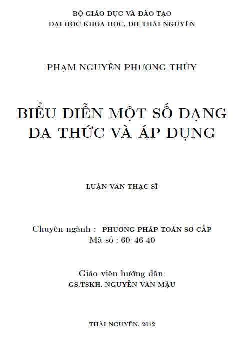 Biểu diễn một số dạng đa thức và áp dụng 1 bieu dien mot so dang da thuc va ap dung
