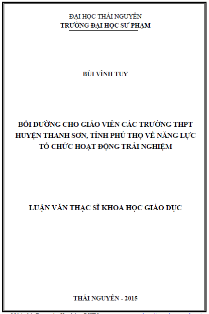 boi duong cho giao vien cac truong thpt huyen thanh son tinh phu tho ve nang luc to chuc hoat dong trai nghiem