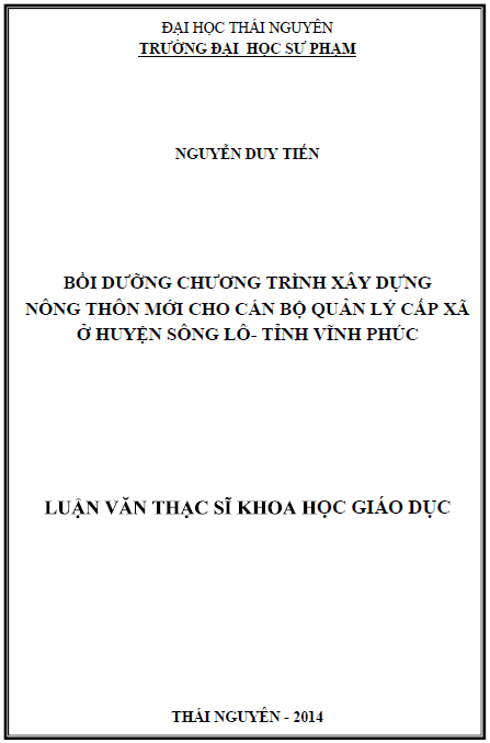 boi duong chuong trinh xay dung nong thon moi cho can bo quan ly cap xa o huyen song lo tinh vinh phuc