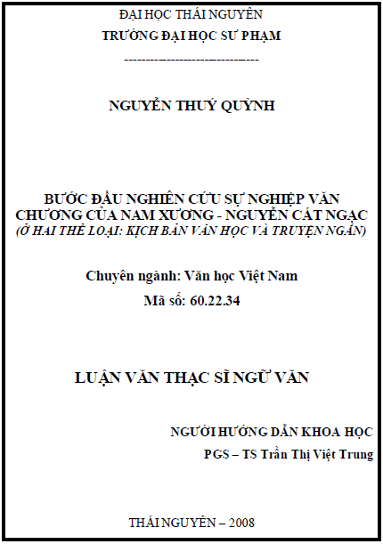 buoc dau nghien cuu su nghiep van chuong cua nam xuong nguyen cat ngac o hai the loai kich ban van hoc va truyen ngan