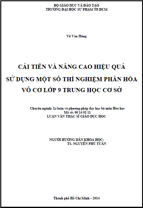 cai tien va nang cao hieu qua su dung mot so thi nghiem phan hoa vo co lop 9 trung hoc co so