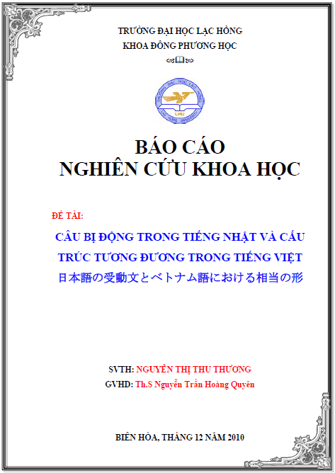 Câu bị động trong tiếng Nhật và cấu trúc tương đương trong tiếng Việt日本語の受動文とベトナム語における相当の形 1 cau bi dong trong tieng nhat va cau truc tuong duong trong tieng viet