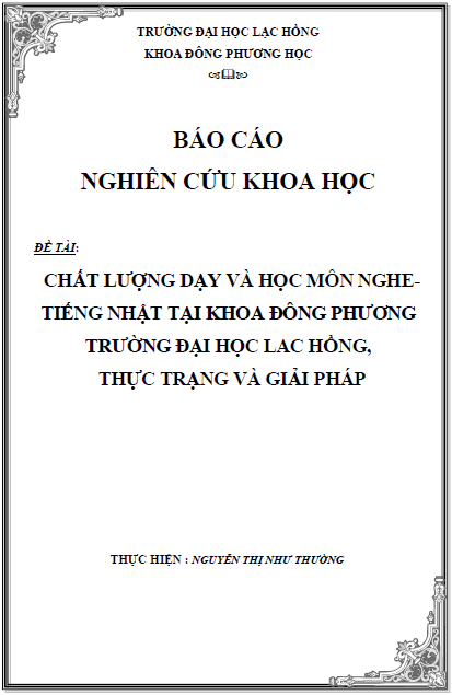 chat luong day va hoc mon nghe tieng nhat tai khoa dong phuong truong dai hoc lac hong thuc trang va giai phap