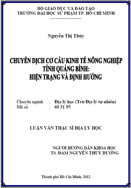 chuyen dich co cau kinh te nong nghiep tinh quang binh hien trang va dinh huong