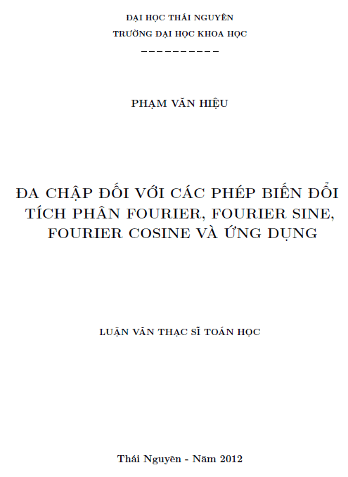 da chap doi voi cac phep bien doi tich phan fourier fourier sine fourier cosine va ung dung