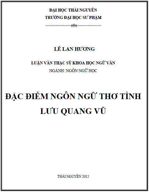 dac diem ngon ngu tho tinh luu quang vu