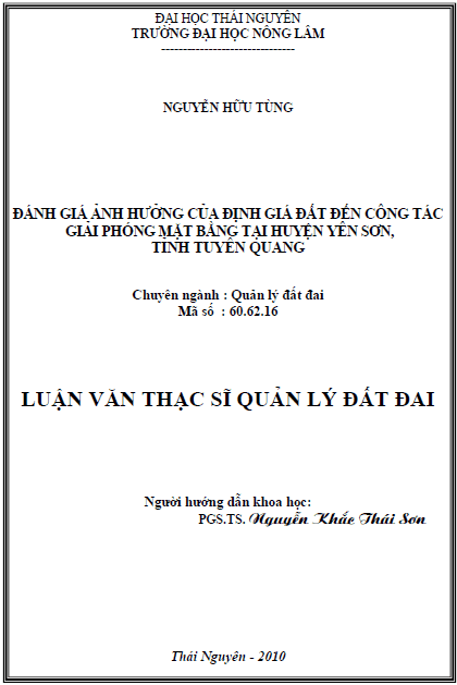 danh gia anh huong cua dinh gia dat den cong tac giai phong mat bang tai huyen yen son tinh tuyen quang