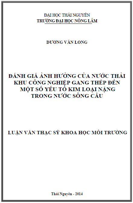 danh gia anh huong cua nuoc thai khu cong nghiep gang thep den mot so yeu to kim loai nang trong nuoc song cau