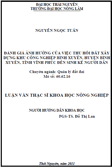 danh gia anh huong cua viec thu hoi dat xay dung khu cong nghiep binh xuyen huyen binh xuyen tinh vinh phuc den sinh ke nguoi dan