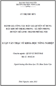 danh gia cong tac dau gia quyen su dung dat khu do thi ha phong xa tien phong huyen me linh thanh pho ha noi