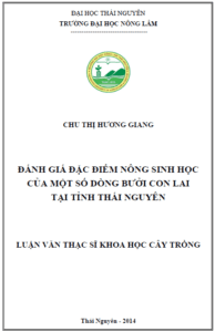 danh gia dac diem nong sinh hoc cua mot so dong buoi con lai tai tinh thai nguyen