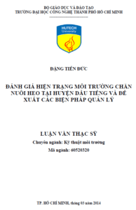 danh gia hien trang moi truong chan nuoi heo tai huyen dau tieng va de xuat cac bien phap quan ly
