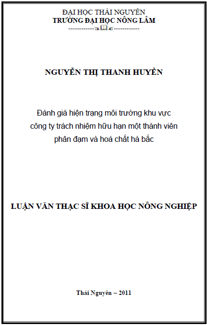 danh gia hien trang moi truong khu vuc cong ty trach nhiem huu han mot thanh vien phan dam va hoa chat ha bac