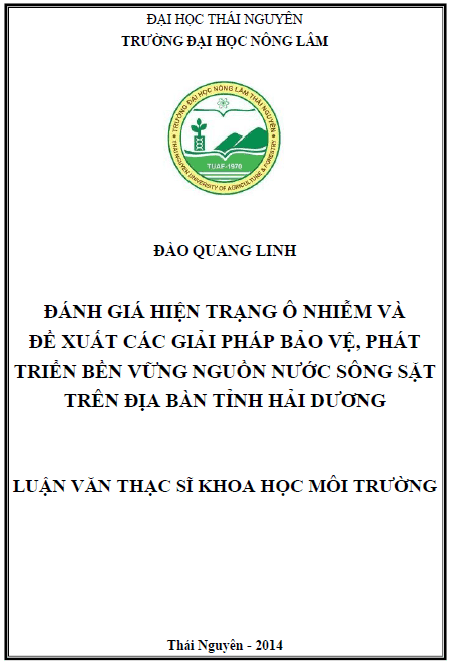danh gia hien trang o nhiem va de xuat cac giai phap bao ve phat trien ben vung nguon nuoc song sat tren dia ban tinh hai duong