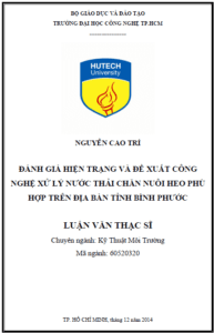 danh gia hien trang va de xuat cong nghe xu ly nuoc thai chan nuoi heo phu hop tren dia ban tinh binh phuoc