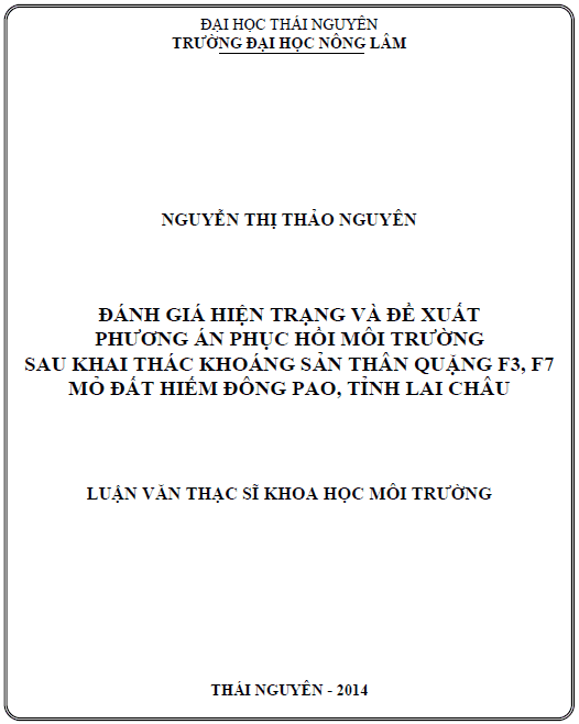 danh gia hien trang va de xuat phuong an phuc hoi moi truong sau khai thac khoang san than quang f3 f7 mo dat hiem dong pao tinh lai chau