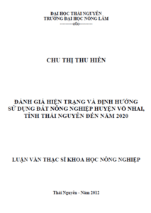 danh gia hien trang va dinh huong su dung dat nong nghiep huyen vo nhai tinh thai nguyen den nam 2020