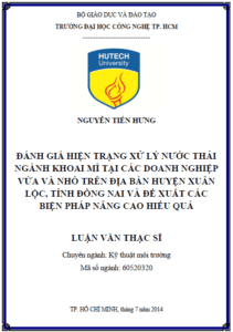 danh gia hien trang xu ly nuoc thai nganh khoai mi tai cac doanh nghiep vua va nho tren dia ban huyen xuan loc tinh dong nai va de xuat cac bien phap nang cao hieu qua