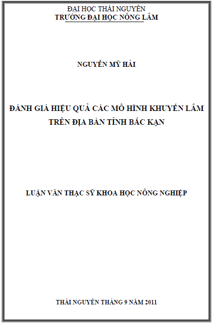 danh gia hieu qua cua cac mo hinh khuyen lam tren dia ban tinh bac kan