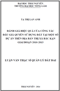 danh gia hieu qua cua cong tac dau gia quyen su dung dat tai mot so du an tren dia ban thi xa bac kan tinh bac kan giai doan 2010 2013