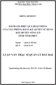 danh gia hieu qua hoat dong cua van phong dang ky quyen su dung dat huyen song lo tinh vinh phuc
