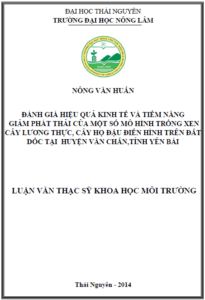 danh gia hieu qua kinh te va tiem nang giam phat thai cua mot so mo hinh trong xen cay luong thuc cay ho dau dien hinh tren dat doc tai huyen van chan tinh yen bai