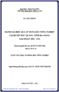 danh gia hieu qua su dung dat nong nghiep tai huyen bac quang tinh ha giang giai doan 2006 2010
