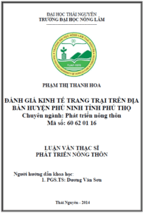 danh gia kinh te trang trai tren dia ban huyen phu ninh tinh phu tho