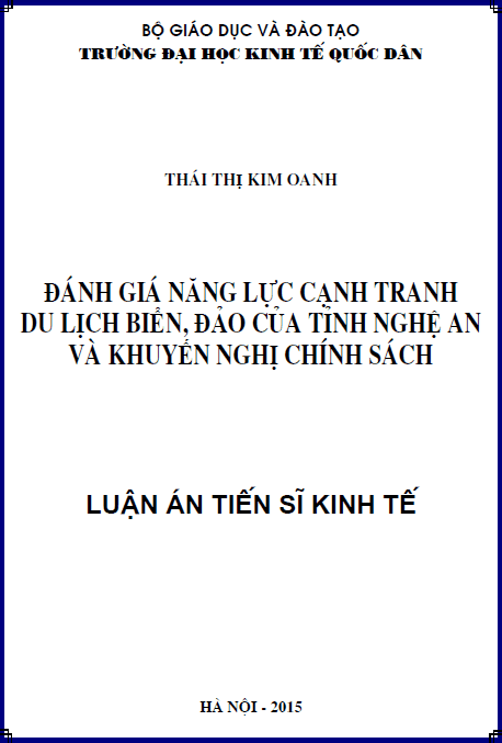 danh gia nang luc canh tranh du lich bien dao cua tinh nghe an va khuyen nghi chinh sach