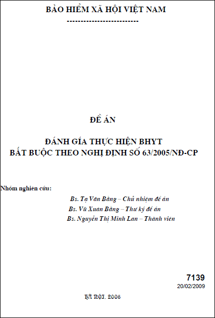 danh gia thuc hien bao hiem y te bat buoc theo nghi dinh 63 2005 nd cp