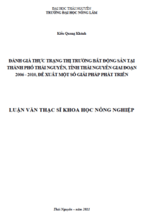 danh gia thuc trang thi truong bat dong san tai thanh pho thai nguyen tinh thai nguyen giai doan 2006 2010 de xuat mot so giai phap phat trien