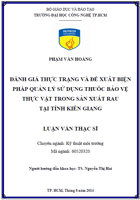 danh gia thuc trang va de xuat bien phap quan ly su dung thuoc bao ve thuc vat trong san xuat rau tai tinh kien giang