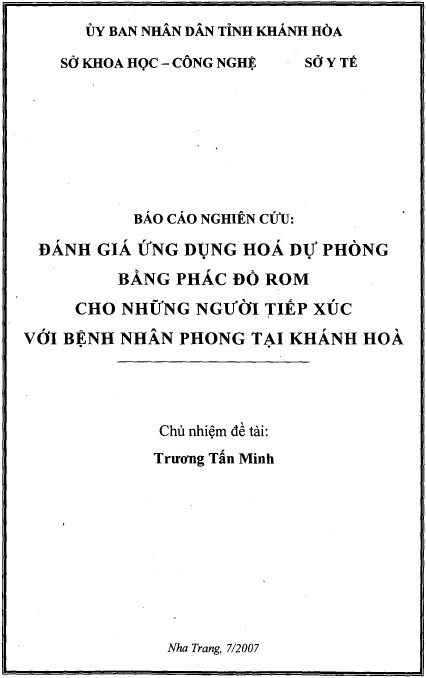 danh gia ung dung hoa du phong bang phac do rom cho nhung nguoi tiep xuc voi benh nhan phong tai khanh hoa
