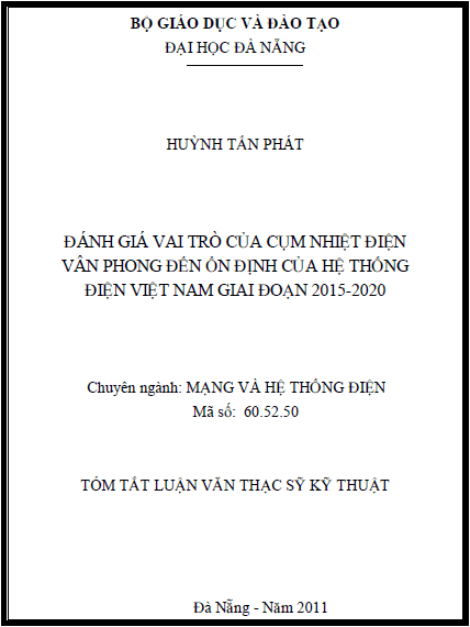 danh gia vai tro cua cum nhiet dien van phong den on dinh cua he thong dien viet nam giai doan 2015 2020