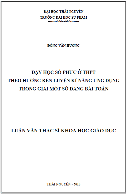 day hoc so phuc o thpt theo huong ren luyen ki nang ung dung trong giai mot so dang bai toan