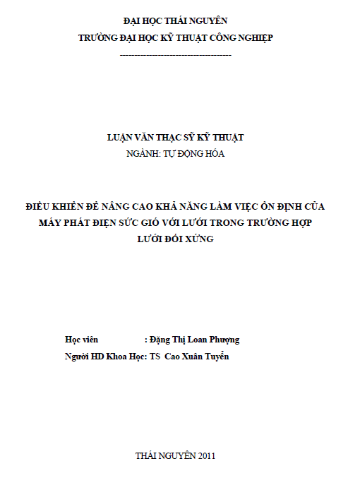 dieu khien de nang cao kha nang lam viec on dinh cua may phat dien suc gio voi luoi trong truong hop luoi doi