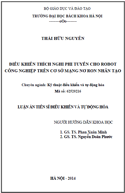 dieu khien thich nghi phi tuyen cho robot cong nghiep tren co so mang no ron nhan tao