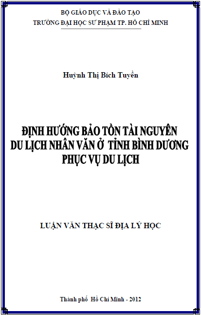 dinh huong bao ton tai nguyen du lich nhan van o tinh binh duong phuc vu du lich