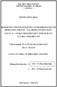 dinh huong tim toi giai quyet van de khi day bai tap chuong cac dinh luat bao toan vat ly 10 co ban nham phat huy tinh tich cuc hoat dong hoc tap cua hoc sinh mien nui