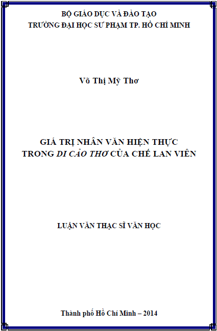 gia tri nhan van hien thuc trong di cao tho cua che lan vien