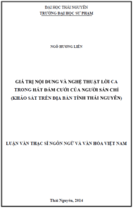 gia tri noi dung va nghe thuat loi ca trong hat dam cuoi cua nguoi san chi khao sat tren dia ban tinh thai nguyen